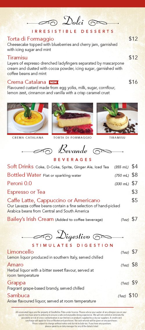 Goodfellas Wood Oven Pizza | Menu